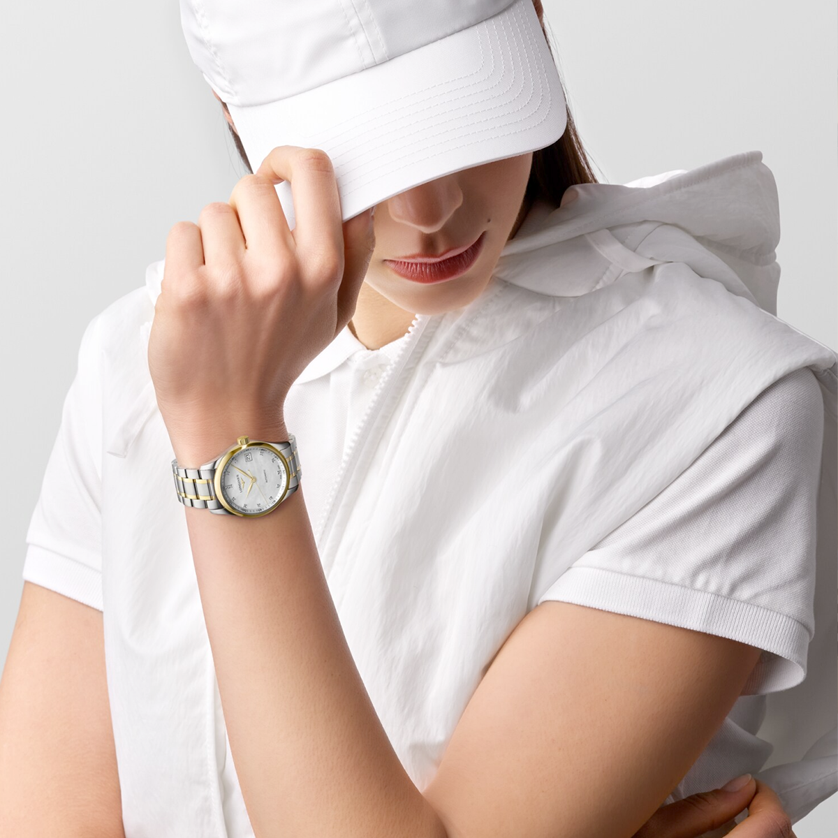 Longines Master 34mm Two-Tone White Mother of Pear Dial Bracelet Watch - Berry's Jewellers