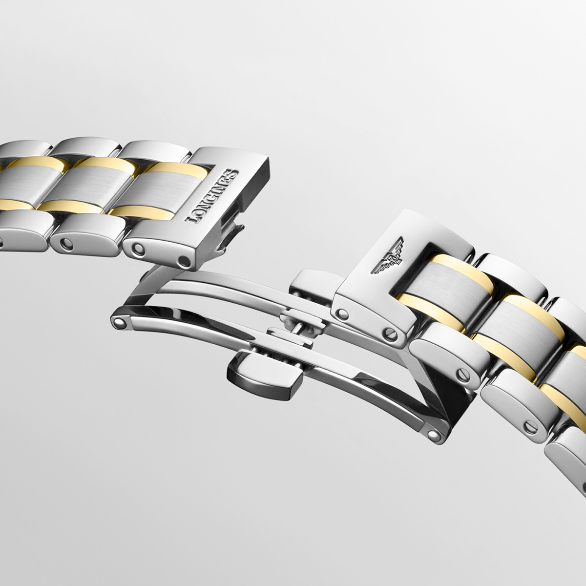 Longines Master 34mm Two-Tone White Mother of Pear Dial Bracelet Watch - Berry's Jewellers