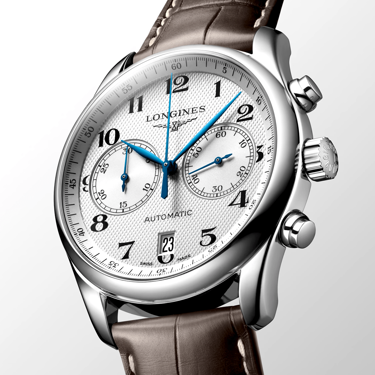 Longines Master Collection 40mm Silver Dial Chronograph Strap Watch - Berry's Jewellers