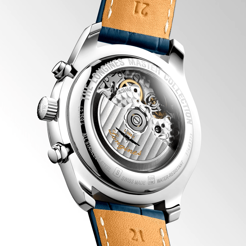 Longines Master Collection Chronograph 42mm Blue Dial Strap Watch - Berry's Jewellers