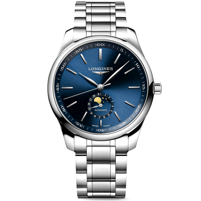 Longines Master Collection Moonphase 42mm Blue Dial Men's Bracelet Watch - Berry's Jewellers