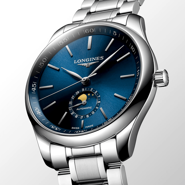 Longines Master Collection Moonphase 42mm Blue Dial Men's Bracelet Watch - Berry's Jewellers