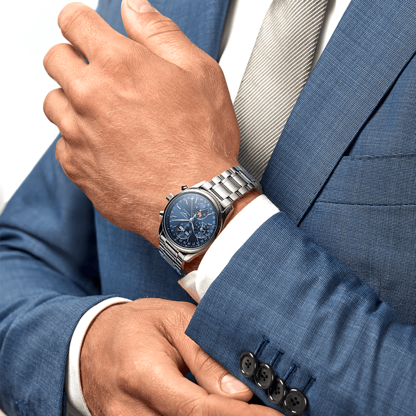 Longines Master Collection Moonphase Chronograph 40mm Blue Dial Bracelet Watch - Berry's Jewellers