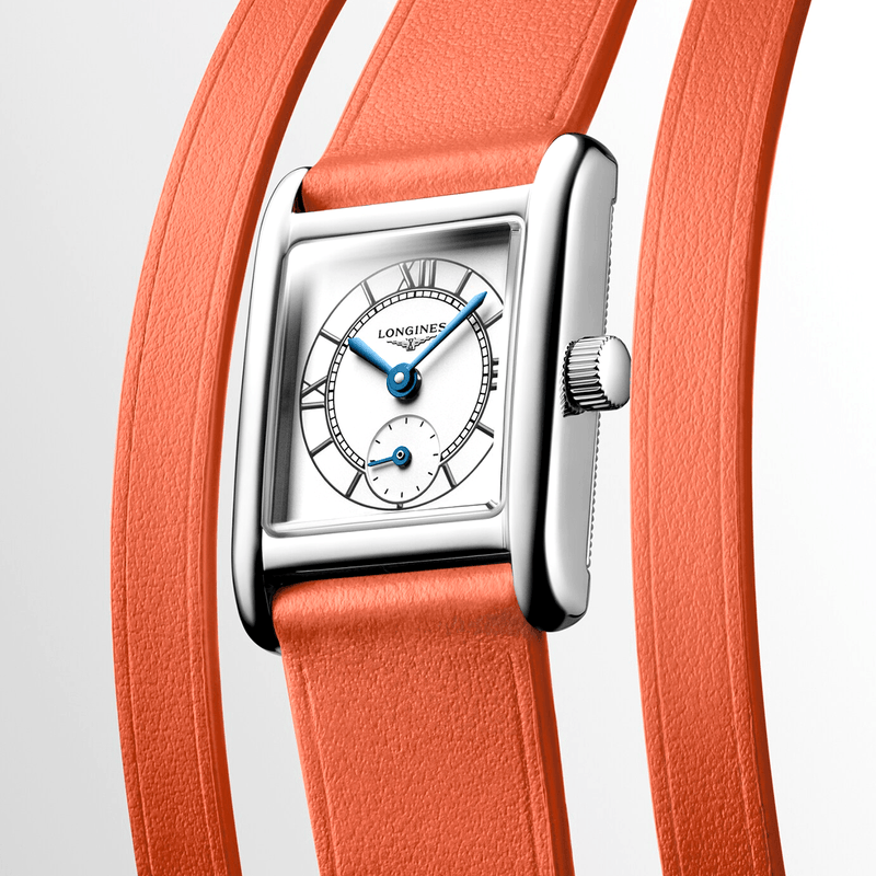 Longines Mini DolceVita 21.5mm x 29mm Silver Dial Orange Multi Strap Watch - Berry's Jewellers