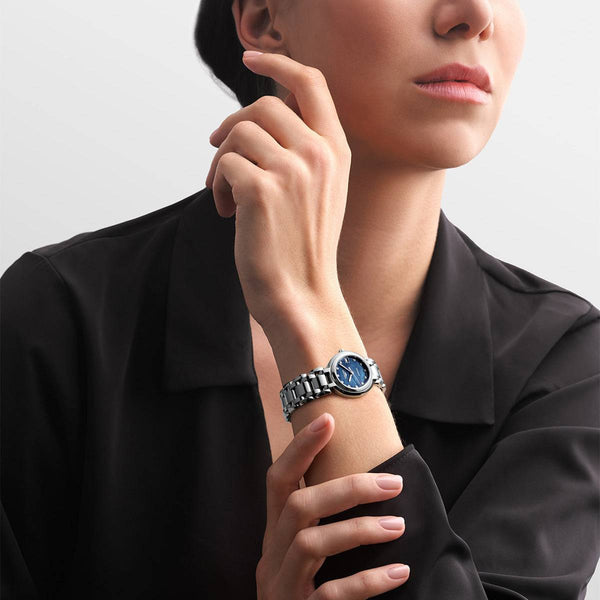 Longines PrimaLuna Steel Ladies Blue Mother of Pearl Dial Quartz Watch - Berry's Jewellers