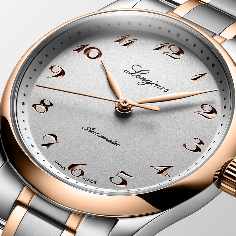 Longines Spirit 34mm Silver Dial Automatic Steel and Rose Gold Bracelet Watch - Berry's Jewellers