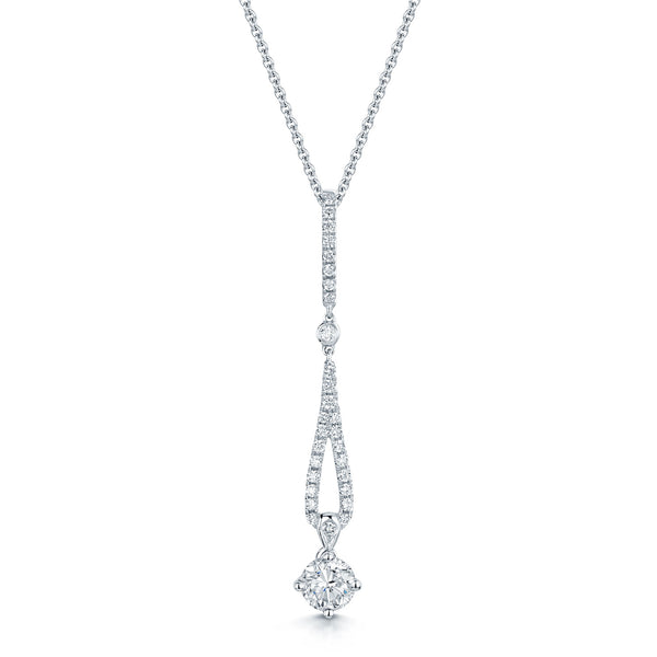 Berry's 18ct White Gold Diamond Pendant On A Diamond Set Drop - Berry's Jewellers