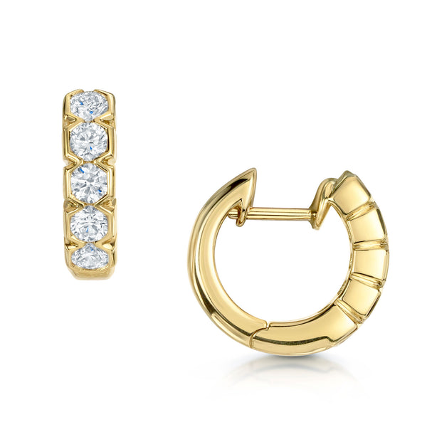 Berry's 18ct Yellow Gold Round Brilliant Cut Diamond Hoop Earrings - Berry's Jewellers