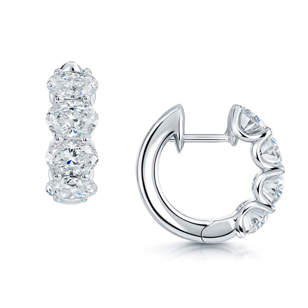 Berry's 18ct White Gold GIA Certificated Oval Cut Diamond Hoop Earrings - Berry's Jewellers