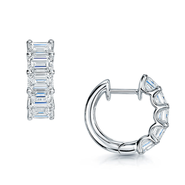 Berry's 18ct White Gold Emerald Cut Diamond Hoop Earrings - Berry's Jewellers