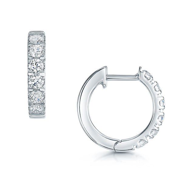 Berry's 18ct White Gold Round Brilliant Cut Diamond Hoop Earrings - Berry's Jewellers