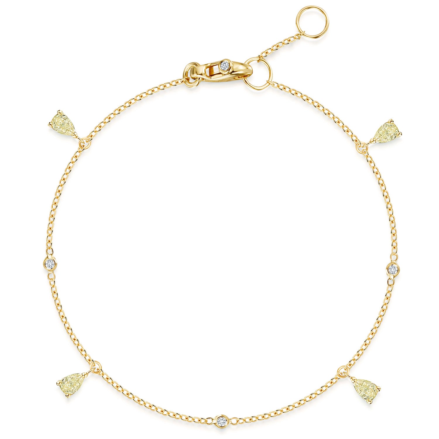 Berry's 18ct Yellow Gold Fancy Yellow Pear & White Round Brilliant Cut Diamond Bracelet - Berry's Jewellers