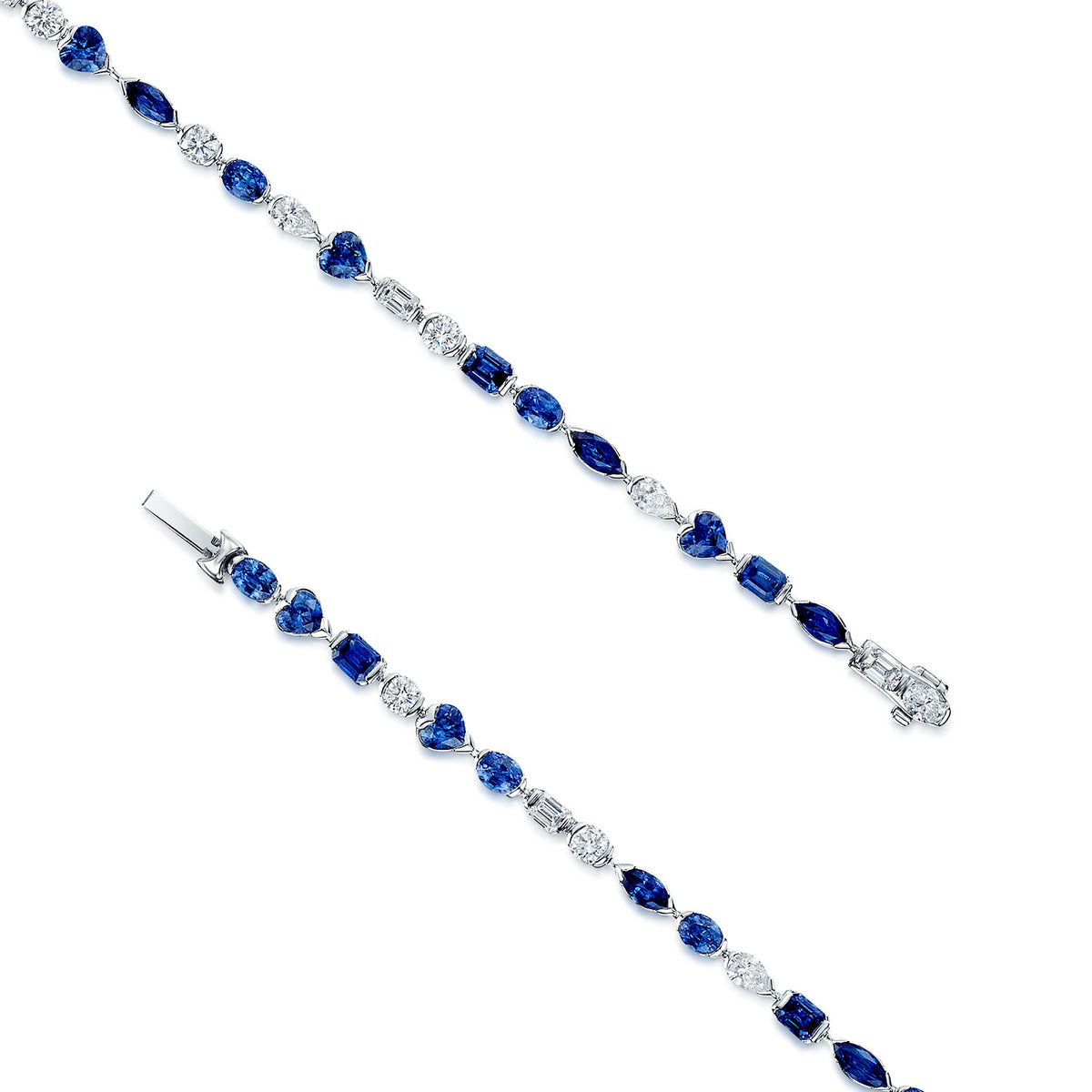 Berry's 18ct White Gold Mixed Cut Sapphire And Diamond Bracelet - Berry's Jewellers