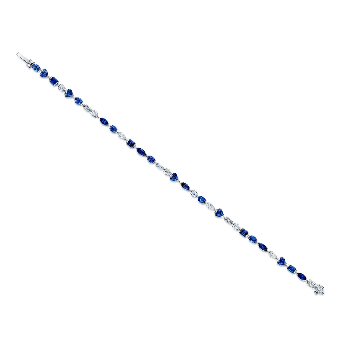 Berry's 18ct White Gold Mixed Cut Sapphire And Diamond Bracelet - Berry's Jewellers
