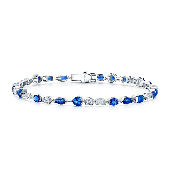 Berry's 18ct White Gold Mixed Cut Sapphire And Diamond Bracelet - Berry's Jewellers