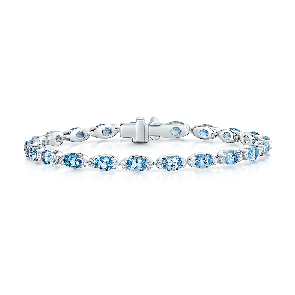 18ct white gold aquamarine and diamond bracelet