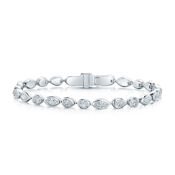 Berry's 18ct White Gold Mixed Cut Diamond Rub Over Tennis Bracelet - Berry's Jewellers