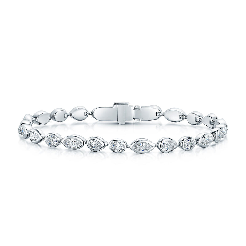 Berry's 18ct White Gold Mixed Cut Diamond Rub Over Tennis Bracelet - Berry's Jewellers