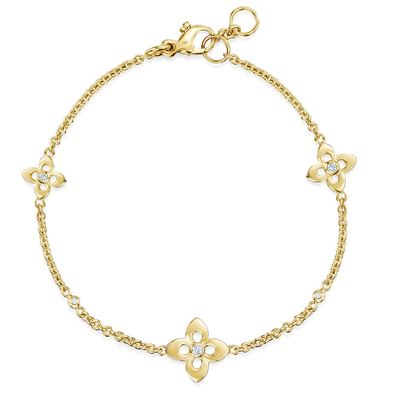 Berry's 18ct Yellow Gold Primavera Diamond Set Flower Bracelet - Berry's Jewellers