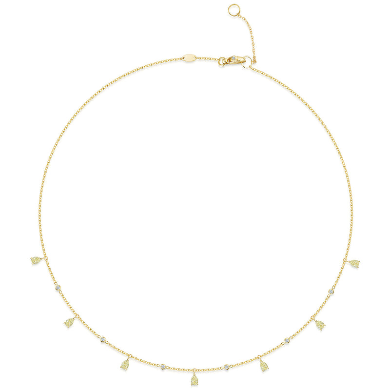 Berry's 18ct Yellow Gold Fancy Yellow Pear & White Round Brilliant Cut Diamond Necklace - Berry's Jewellers