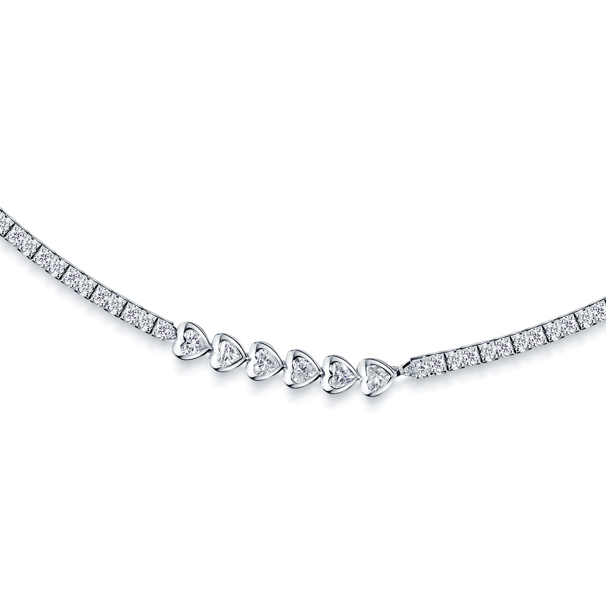 18ct White Gold Mixed Cut Diamond Long Fancy Necklet