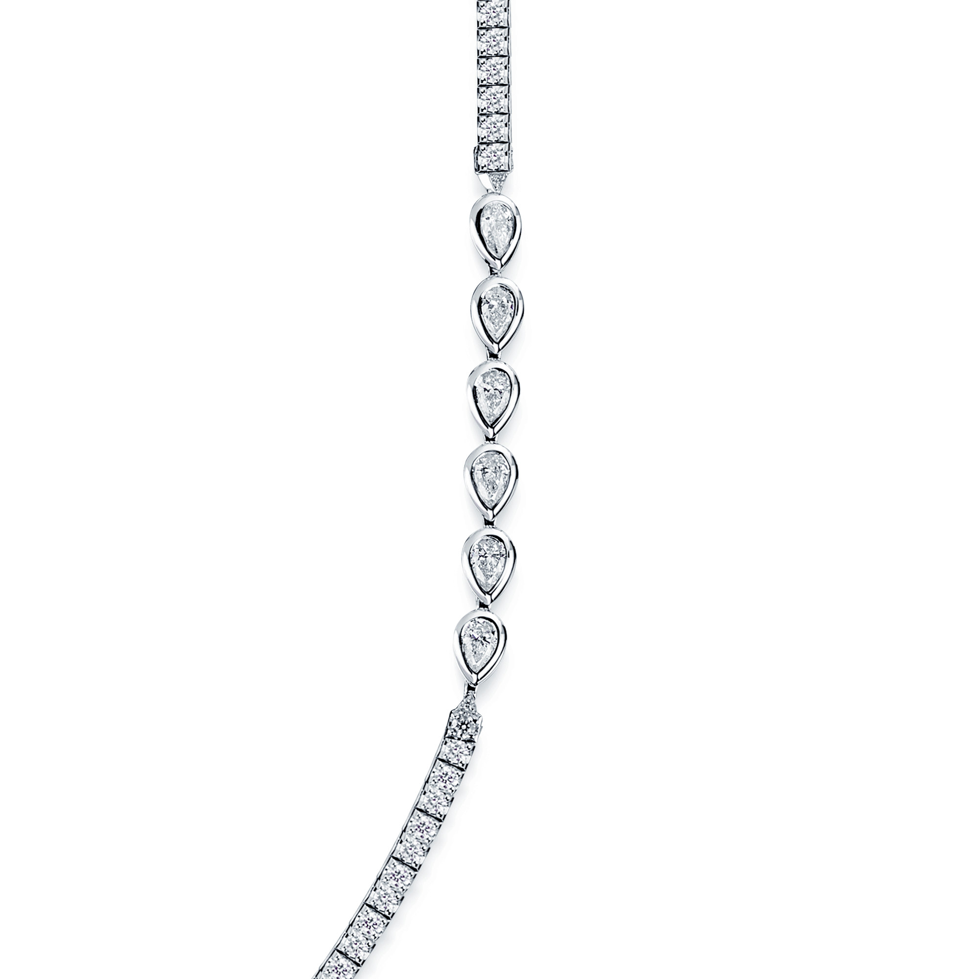 18ct White Gold Mixed Cut Diamond Long Fancy Necklet
