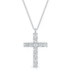 18ct White Gold Round Brilliant Cut Diamond Claw Set Cross Pendant
