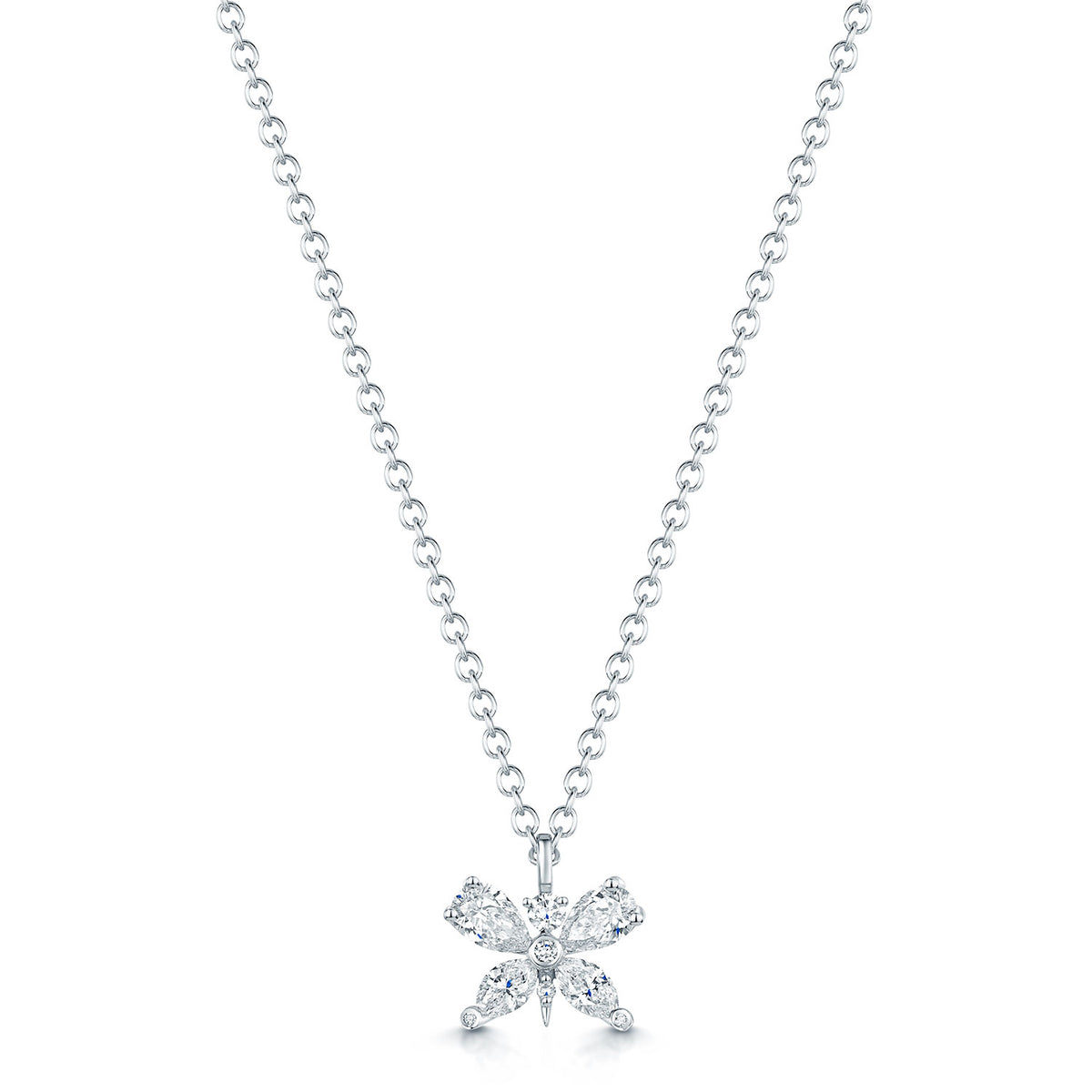 18ct White Gold Diamond Butterfly Pendant