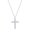 18ct White Gold Round Brilliant Cut Diamond Cross Necklace