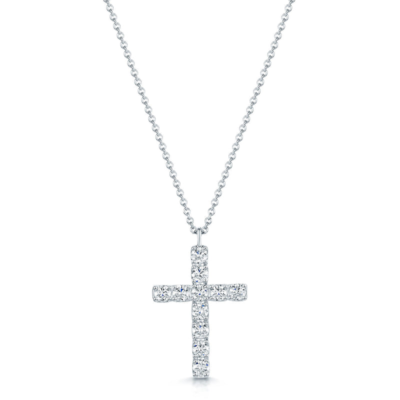 18ct White Gold Round Brilliant Cut Diamond Cross Necklace