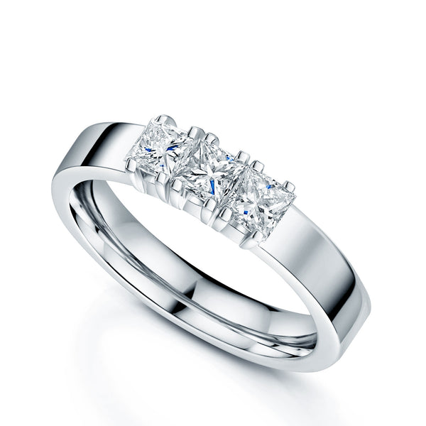 Berry's Platinum Princess Cut Three Stone Diamond Ring - Berry's Jewellers