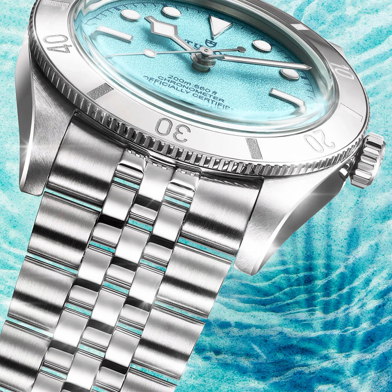 TUDOR Black Bay 54 37mm Lagoon Blue Dial Five-Link Bracelet Watch - Berry's Jewellers