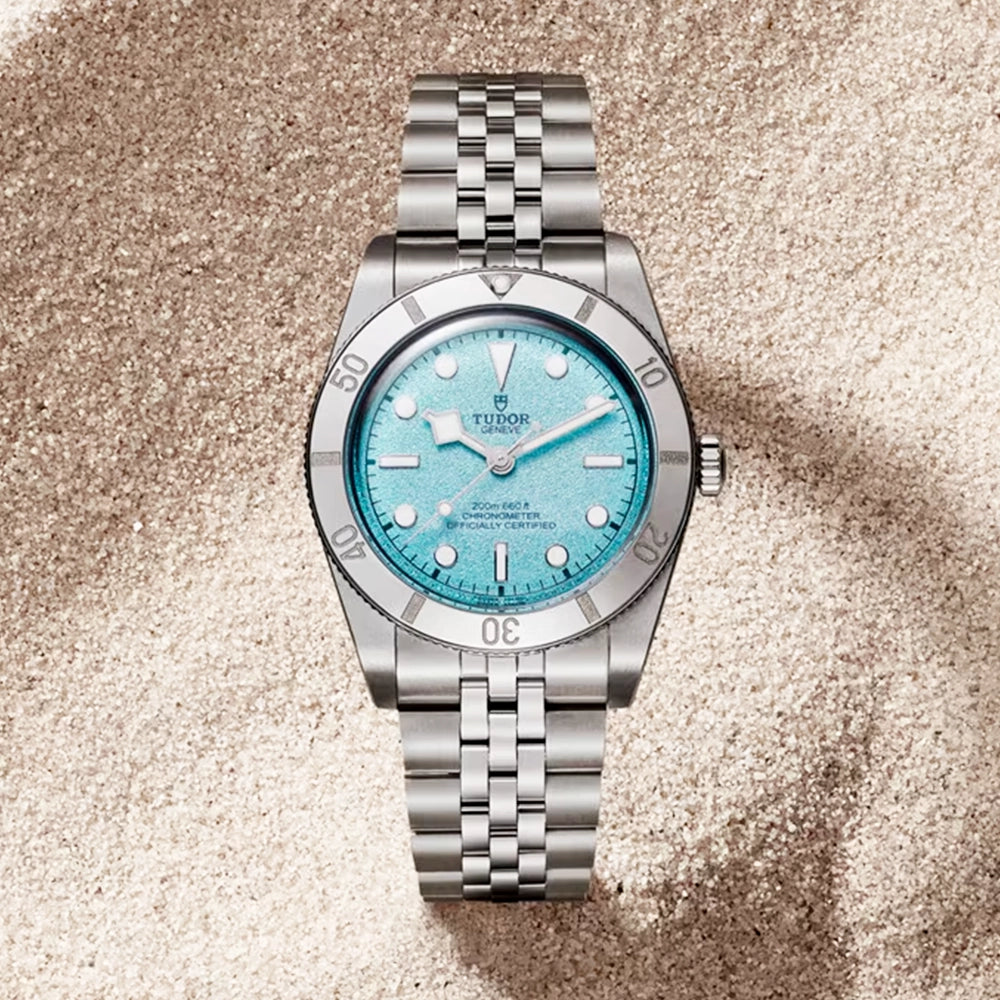 TUDOR Black Bay 54 37mm Lagoon Blue Dial Five-Link Bracelet Watch - Berry's Jewellers