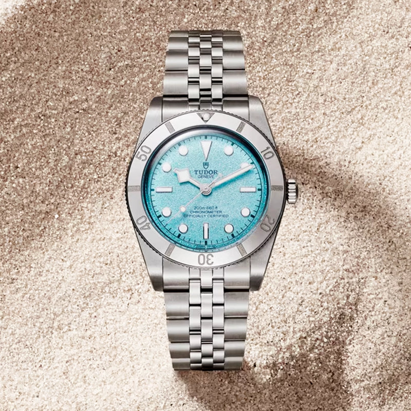 TUDOR Black Bay 54 37mm Lagoon Blue Dial Five-Link Bracelet Watch - Berry's Jewellers