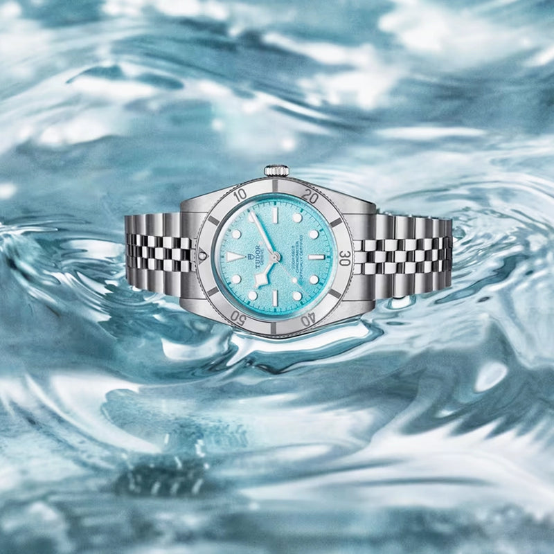 TUDOR Black Bay 54 37mm Lagoon Blue Dial Five-Link Bracelet Watch - Berry's Jewellers