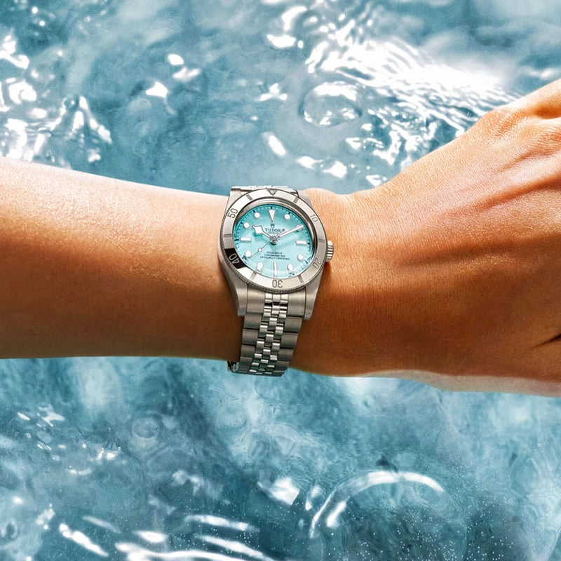 TUDOR Black Bay 54 37mm Lagoon Blue Dial Five-Link Bracelet Watch - Berry's Jewellers