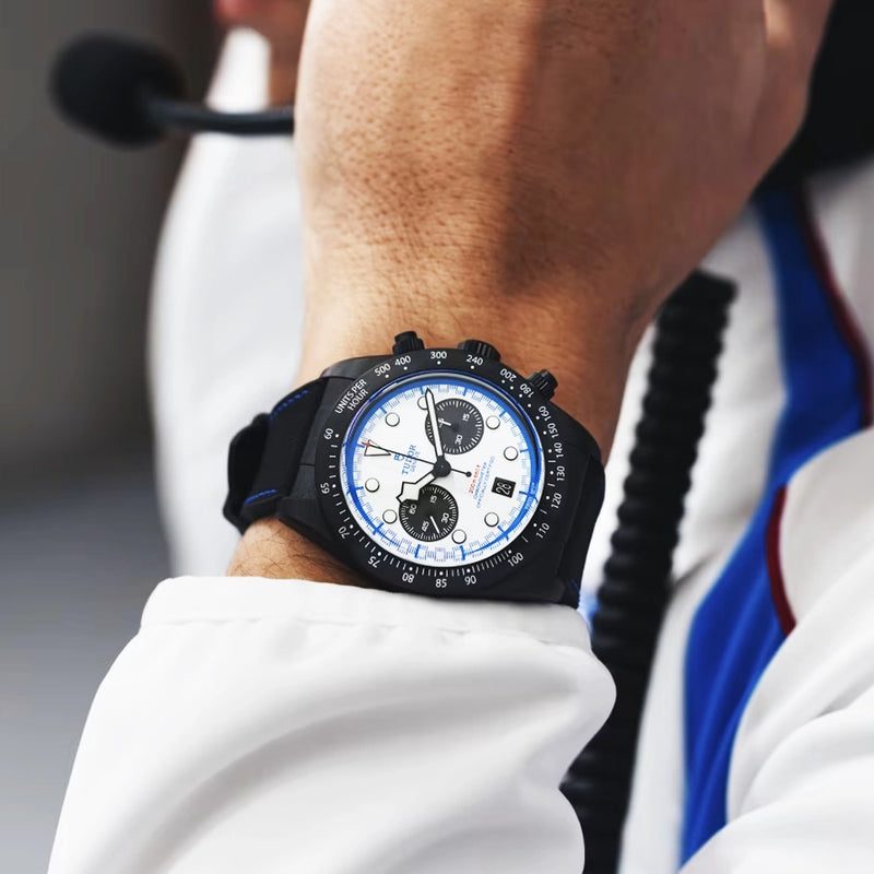 TUDOR Black Bay Chrono 42mm "Carbon 25" White Dial Chronograph Watch - Berry's Jewellers