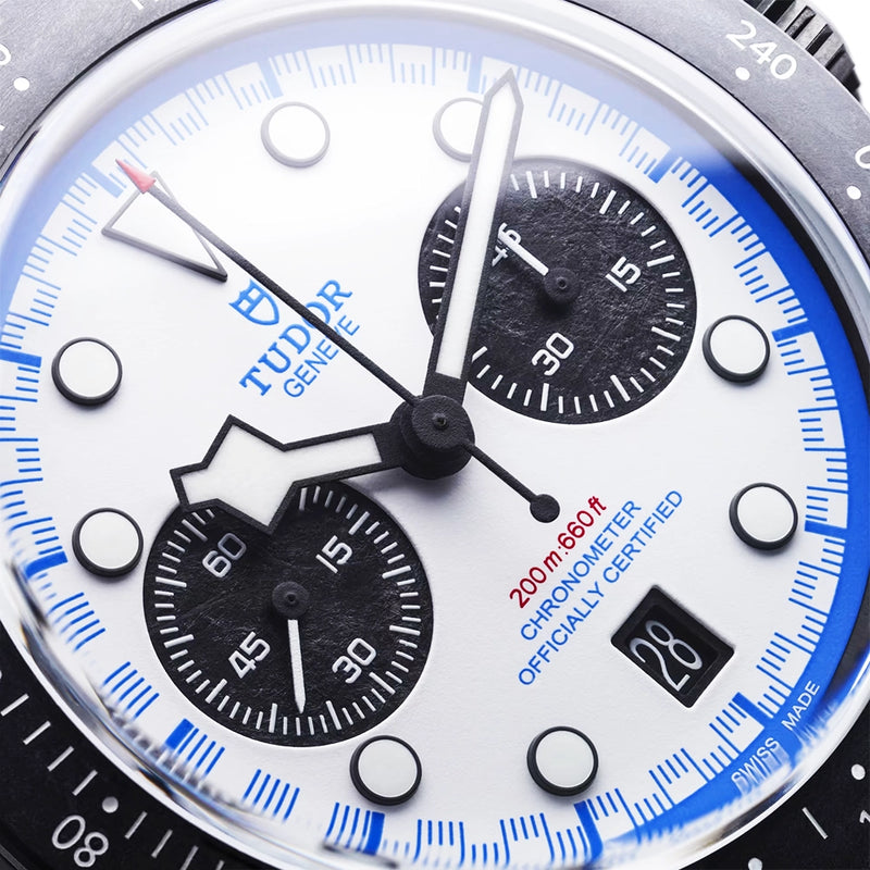 TUDOR Black Bay Chrono 42mm "Carbon 25" White Dial Chronograph Watch - Berry's Jewellers