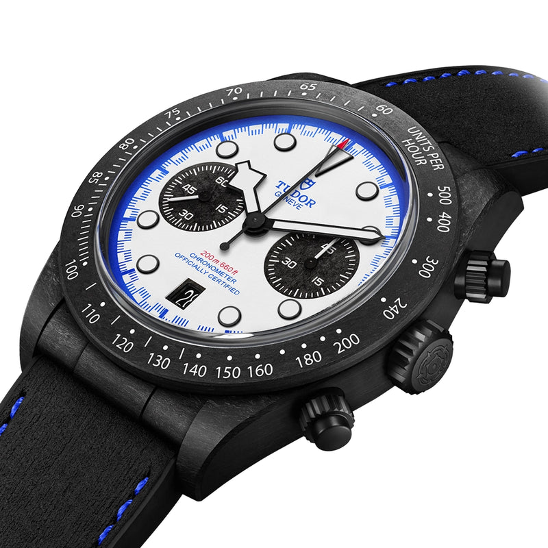 TUDOR Black Bay Chrono 42mm "Carbon 25" White Dial Chronograph Watch - Berry's Jewellers