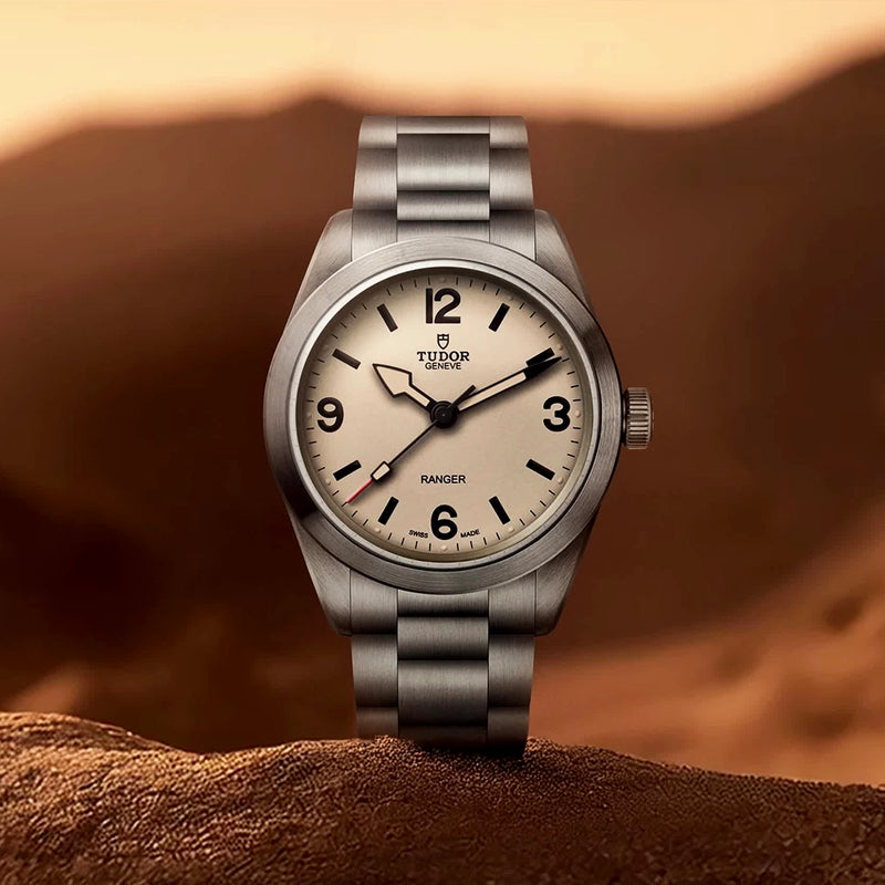 Ranger 39mm Beige Domed Dial Mens Automatic Bracelet Watch