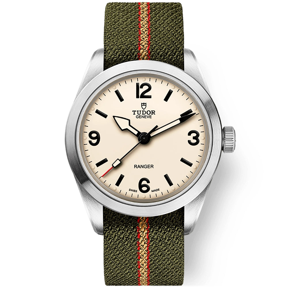 Ranger 39mm Beige Domed Dial Mens Automatic NATO Strap Watch