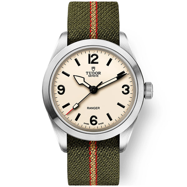 Ranger 39mm Beige Domed Dial Mens Automatic NATO Strap Watch