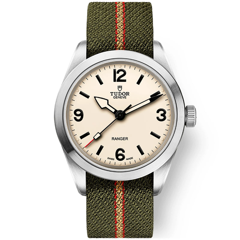 Ranger 39mm Beige Domed Dial Mens Automatic NATO Strap Watch