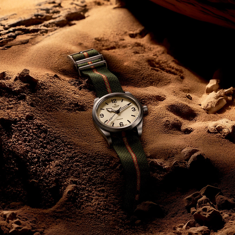 Ranger 39mm Beige Domed Dial Mens Automatic NATO Strap Watch