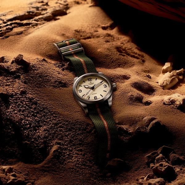 Ranger 39mm Beige Domed Dial Mens Automatic NATO Strap Watch