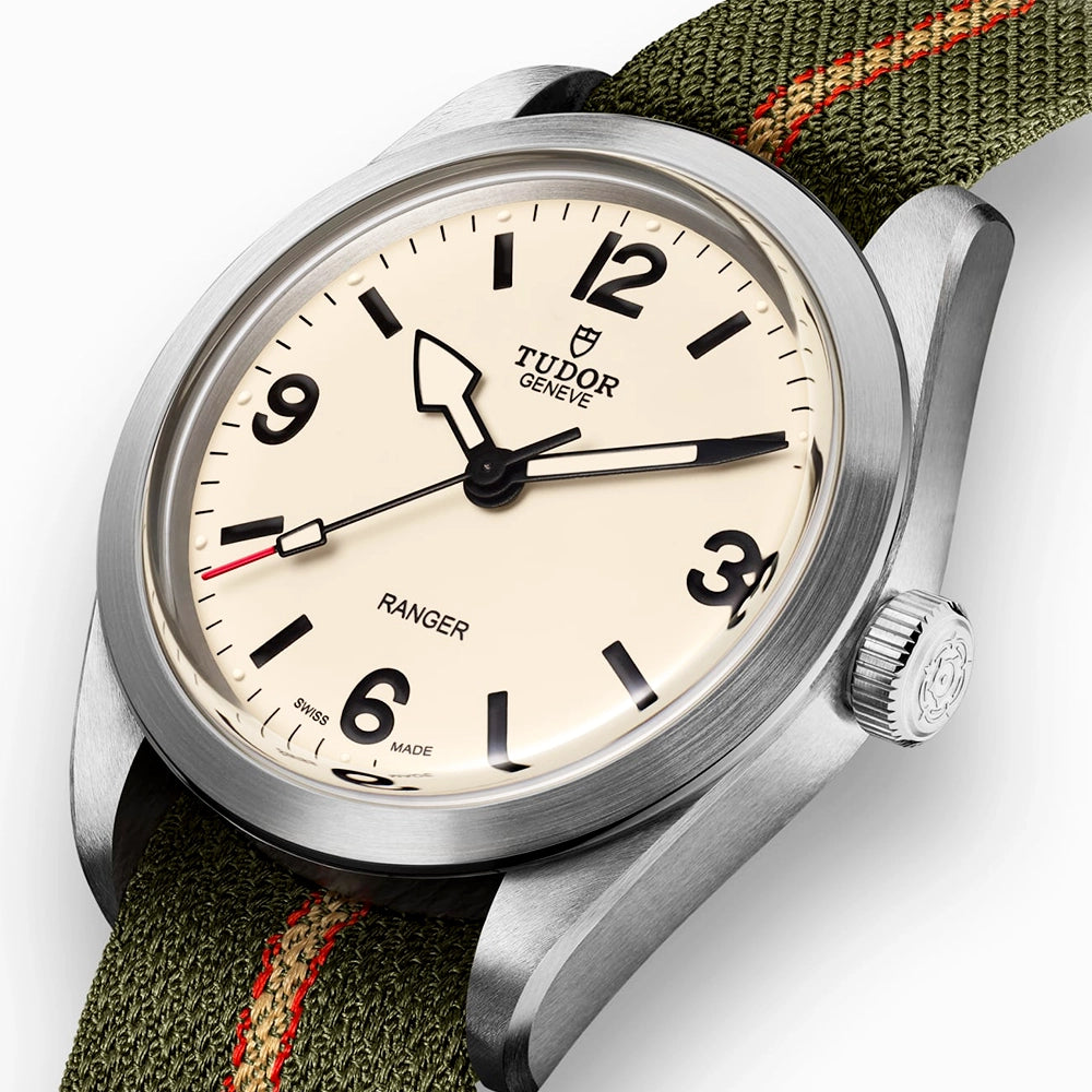 TUDOR Ranger 39mm Beige Domed Dial Mens Automatic NATO Strap Watch - Berry's Jewellers