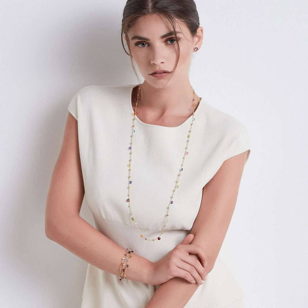 Marco Bicego 18ct Yellow Gold Paradise Mixed Coloured Stones 90cm Necklace - Berry's Jewellers
