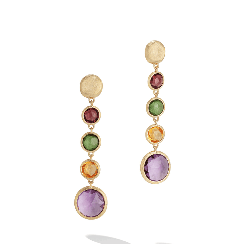 Marco Bicego Jaipur 18ct Yellow Gold Multicoloured Drop Earrings - Berry's Jewellers