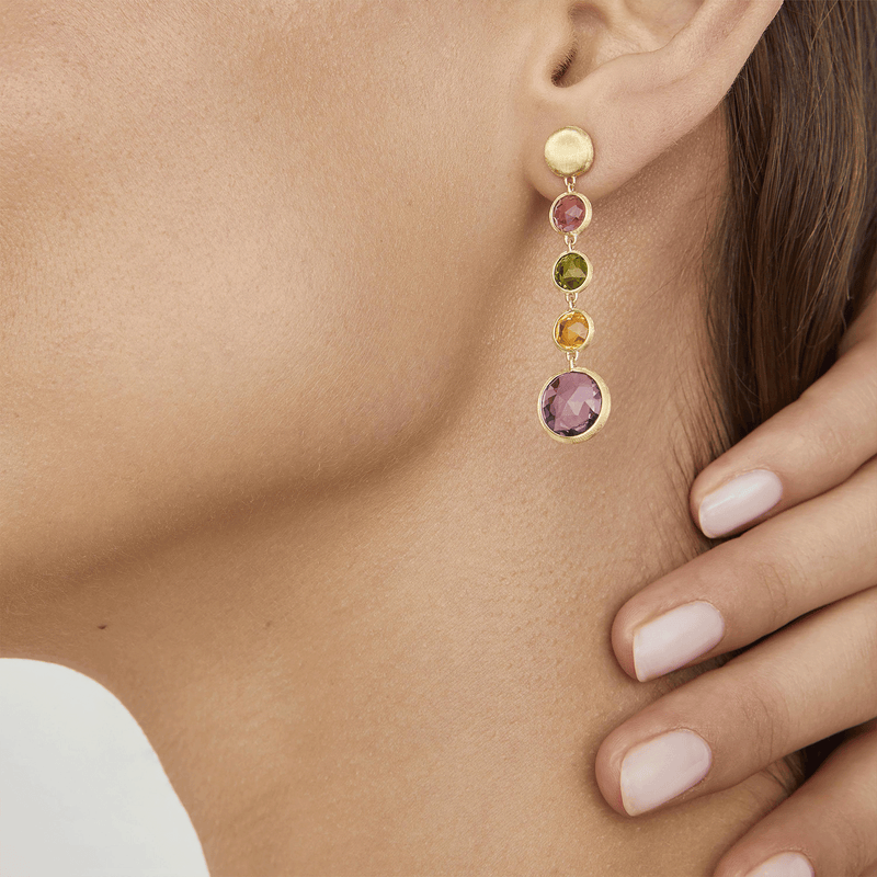Marco Bicego Jaipur 18ct Yellow Gold Multicoloured Drop Earrings - Berry's Jewellers