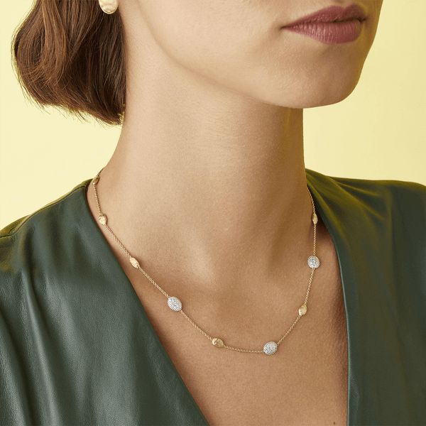 Marco Bicego Siviglia 18ct Yellow Gold Pave Diamond Set Necklace - Berry's Jewellers
